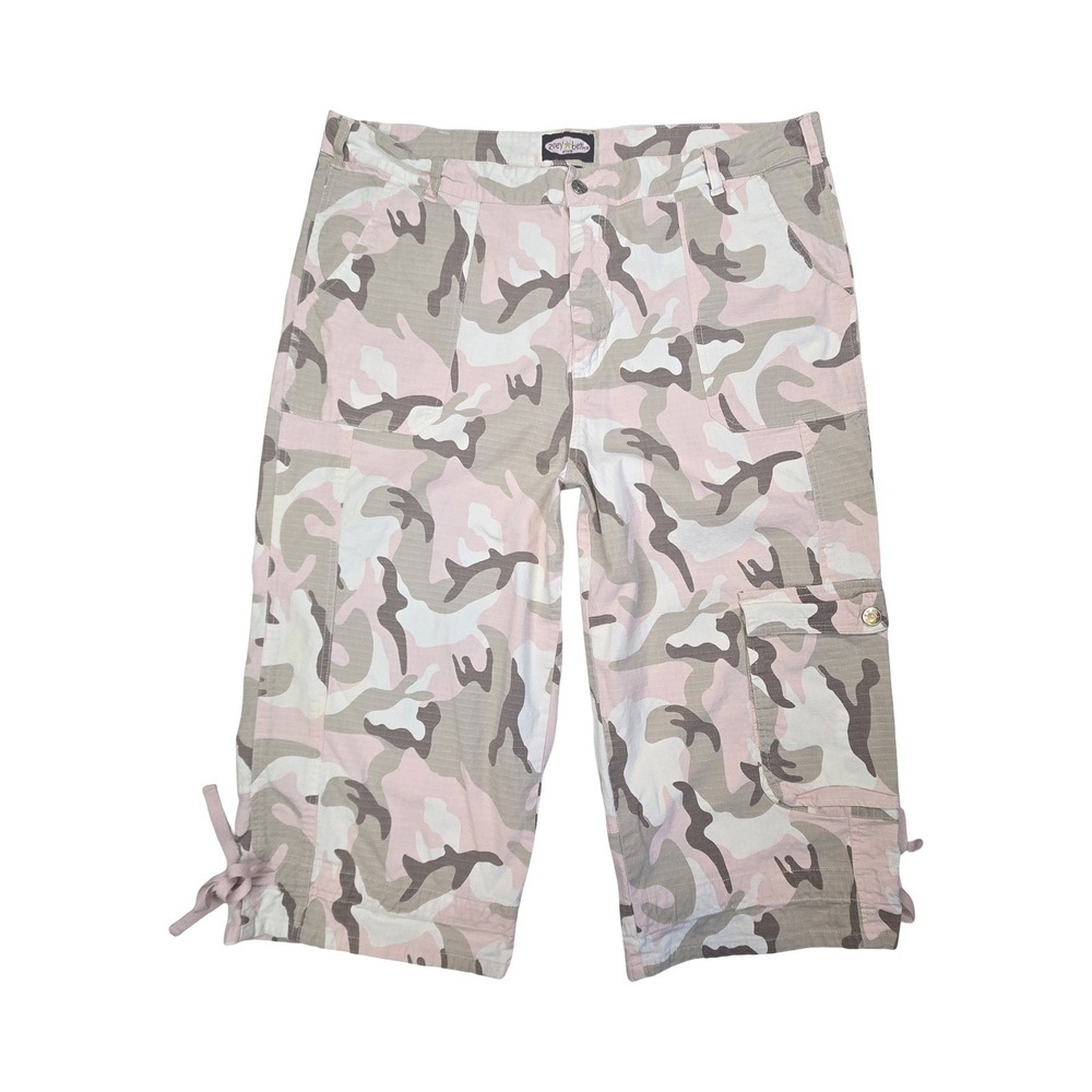 Vintage Y2K Pink Camo Cargo Capri Pants Zoey Beth Plus 2X Cotton Utility 2000s